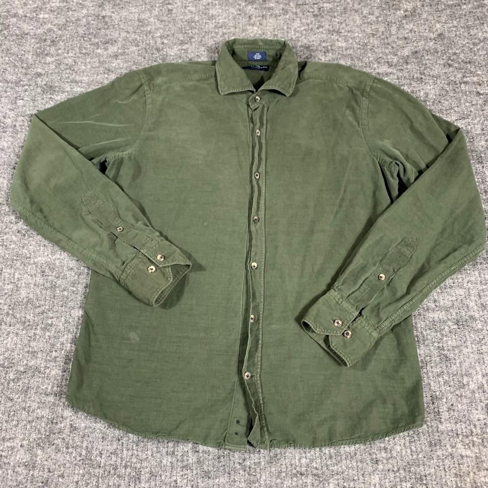Peter Millar Shirt Womens Small Green Corduroy Long Sleeve Button Up Outdoors